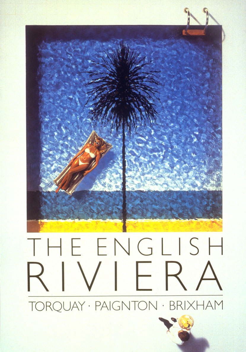English Riviera swimming pool poster