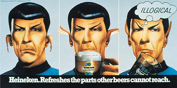 Leonard Nimoy as Spock in illogical Heineken poster